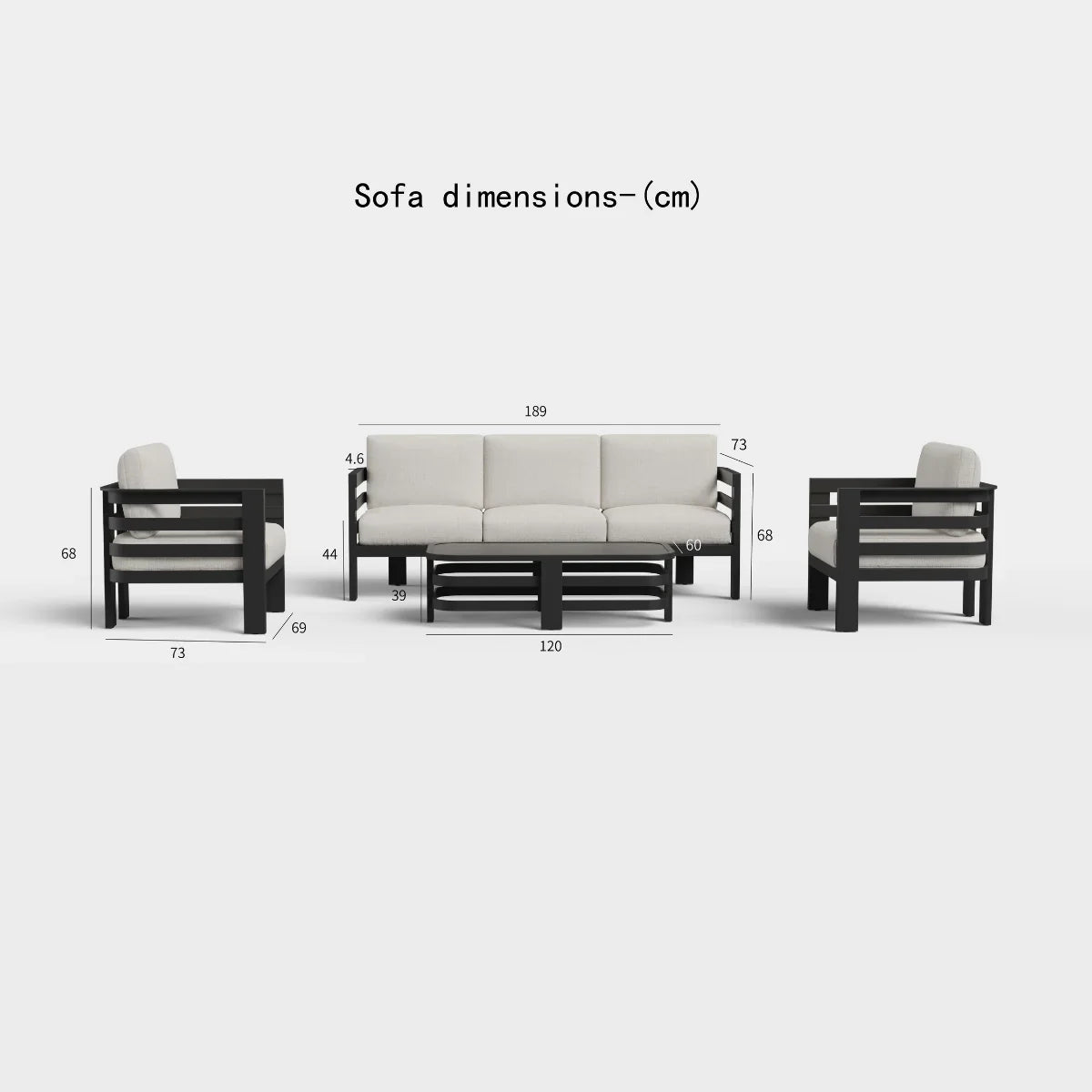 Andros 5 Seater Aluminium Garden Lounge Set – Onyx Outdoor Sofa Set with Sintered Stone Table