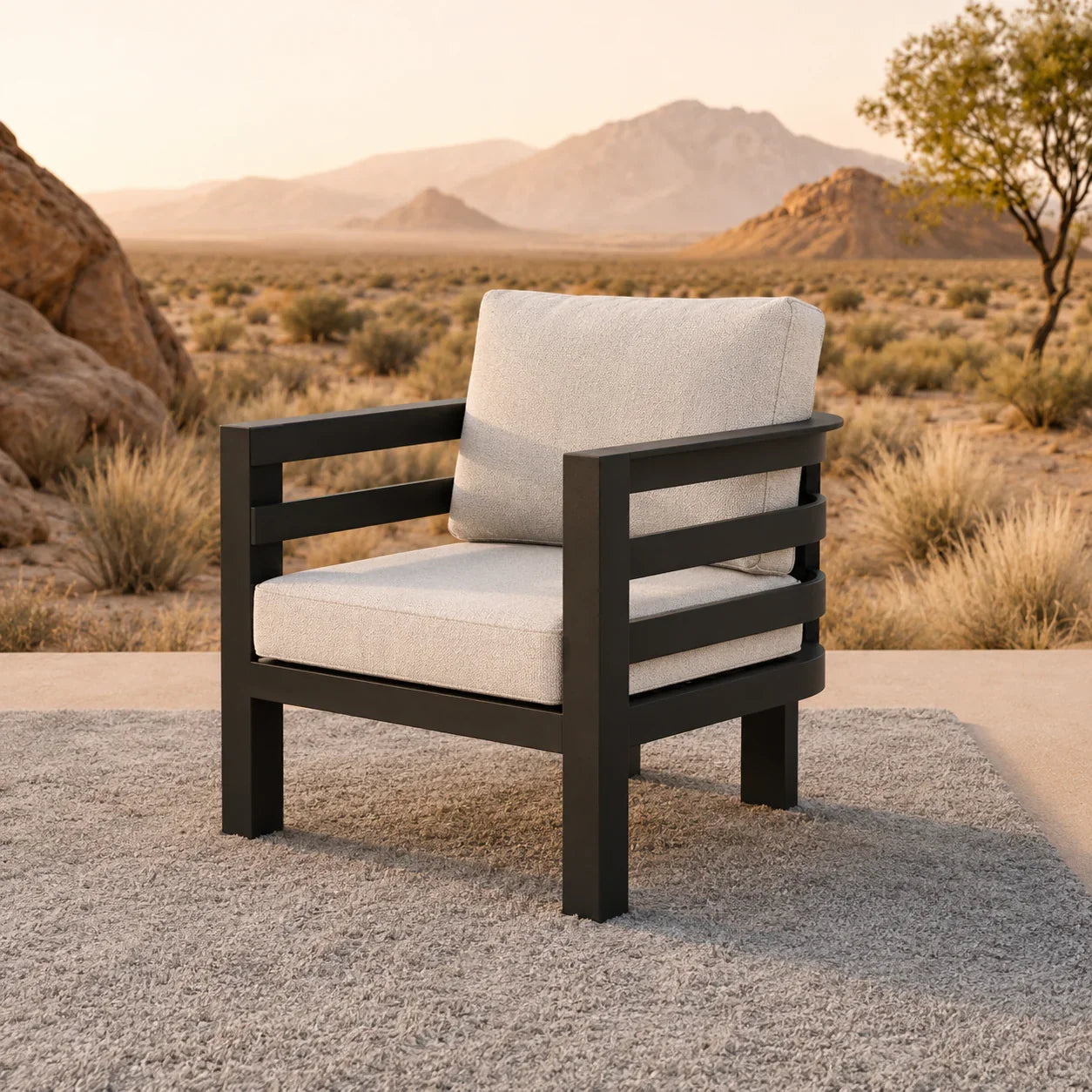 Andros 5 Seater Aluminium Garden Lounge Set – Onyx Outdoor Sofa Set with Sintered Stone Table