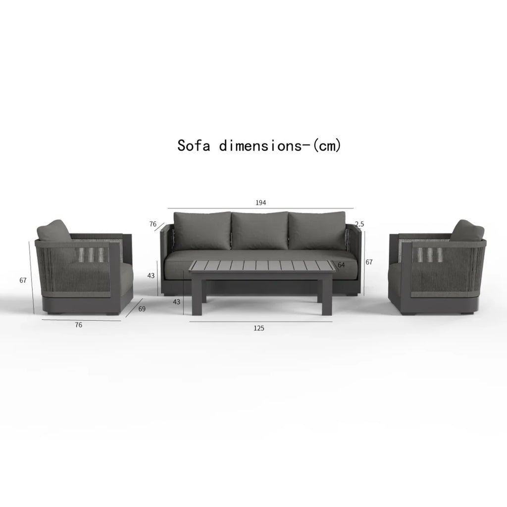 Ares Onyx 5 Seater Garden Lounge Set – Aluminium Outdoor Sofa Set UK