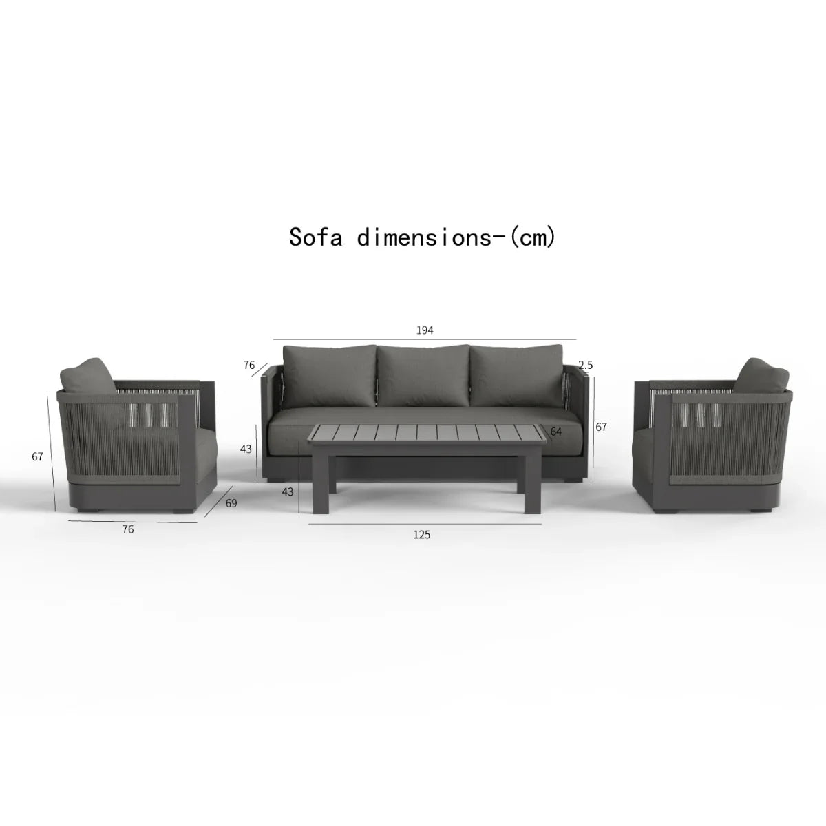 Ares Onyx 5 Seater Garden Lounge Set – Aluminium Outdoor Sofa Set UK