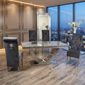 Arial Grey Marble Lucy Dining Set