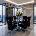 Arianna White Marble Black Emma Dining Set