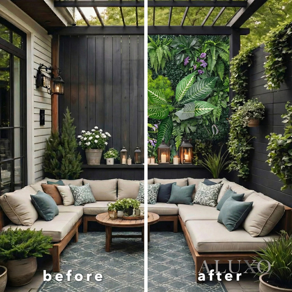 Meadow Wild Verde Artificial Green Wall Backdrop Panel 50cm x 50cm (Set of 4)