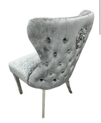 Pair Of 2 Valentino Light Grey - Silver Lion Knocker Chairs
