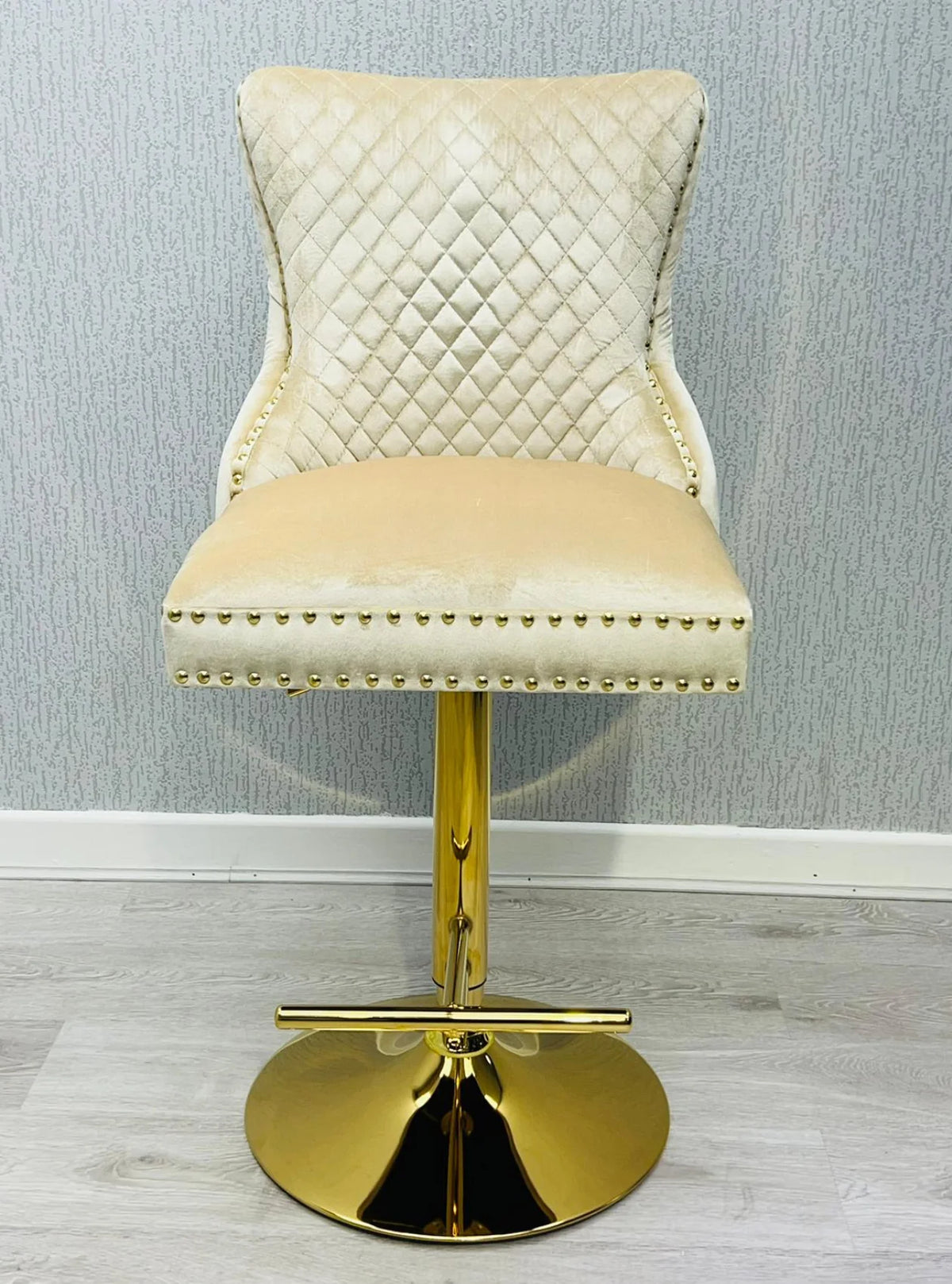 Victoria Bar Stool Cream And Gold Ring Knocker