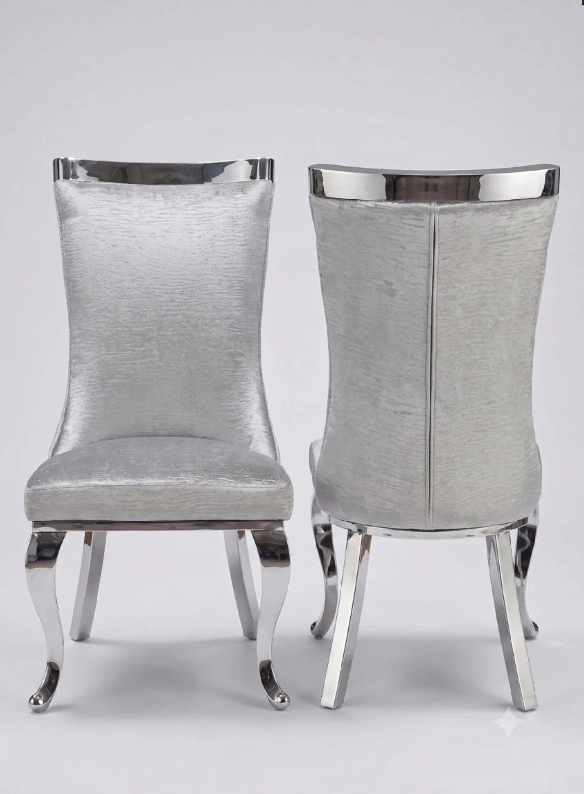 Roxby Silver Dining Chairs Leather| Order 2-4-6-8-10