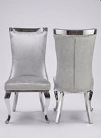 Roxby Silver Dining Chairs Leather| Order 2-4-6-8-10