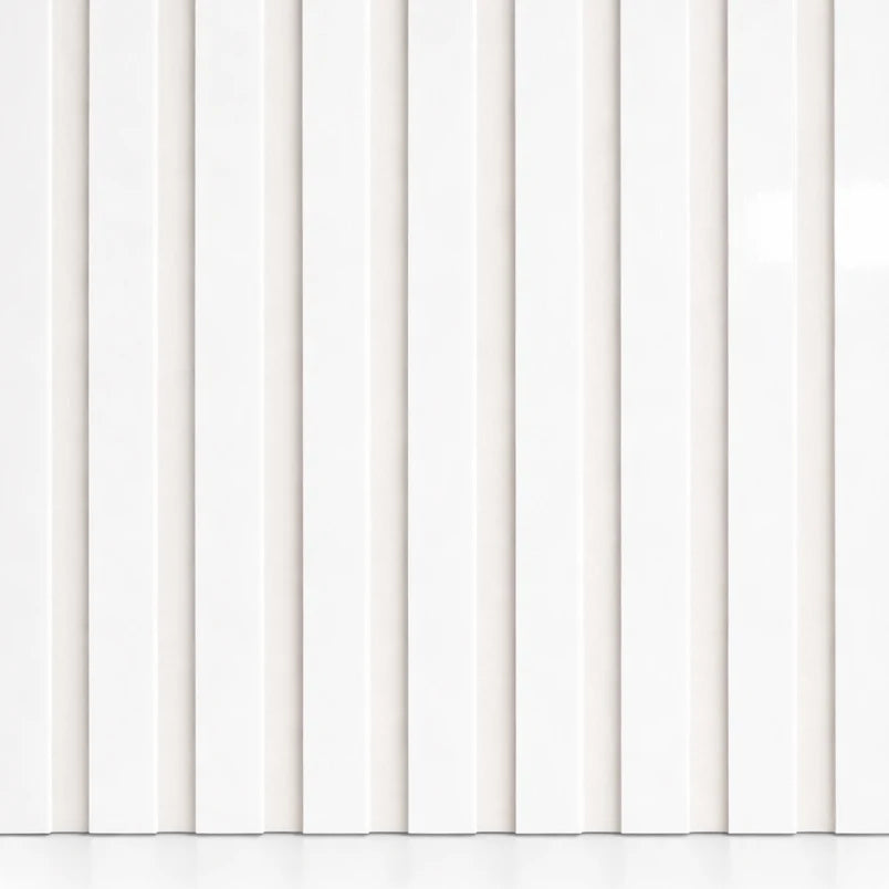 Snow White on white felt back Acoustic Premium slatted wooden wall Panels 2400mm x 60mm x 17mm - X1 Panel
