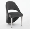 Pair of 2 Santorini Dining Chairs Grey Plush Velvet Chrome Leg