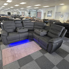 Milano Platinum Fabric Electric Corner Recliner Sofa USB charging