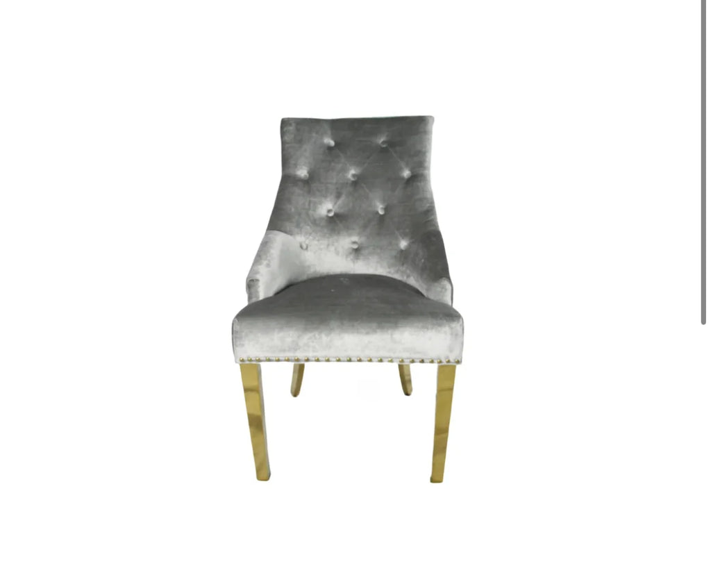 Pair Of 2 Roma Silver Gold Dining Chairs