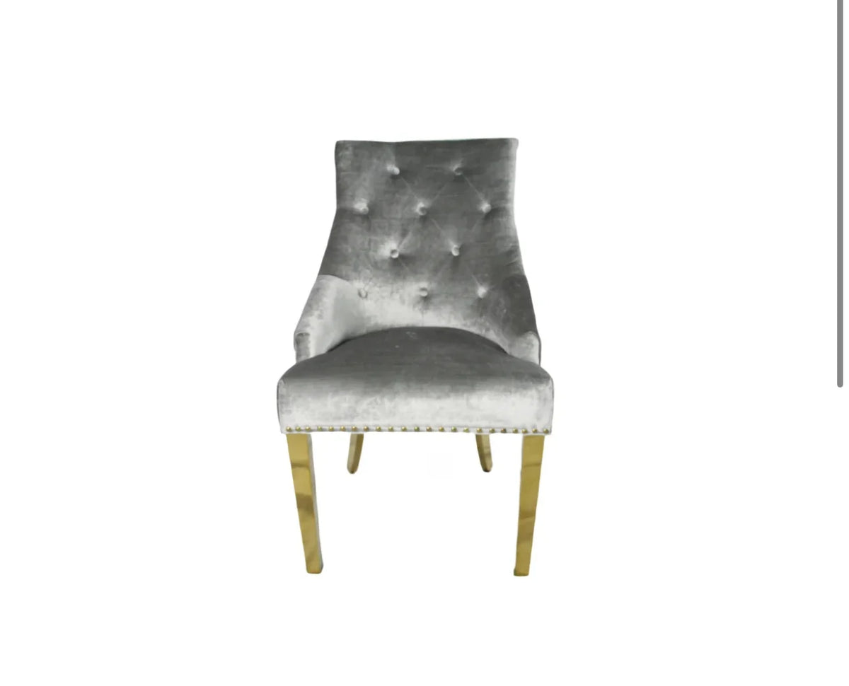 Pair Of 2 Roma Silver Gold Dining Chairs