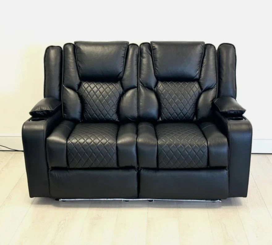 Electric Recliner Sofa Black Roma 3 Seater Recliner Sofa & 2 Seater Recliner Sofa