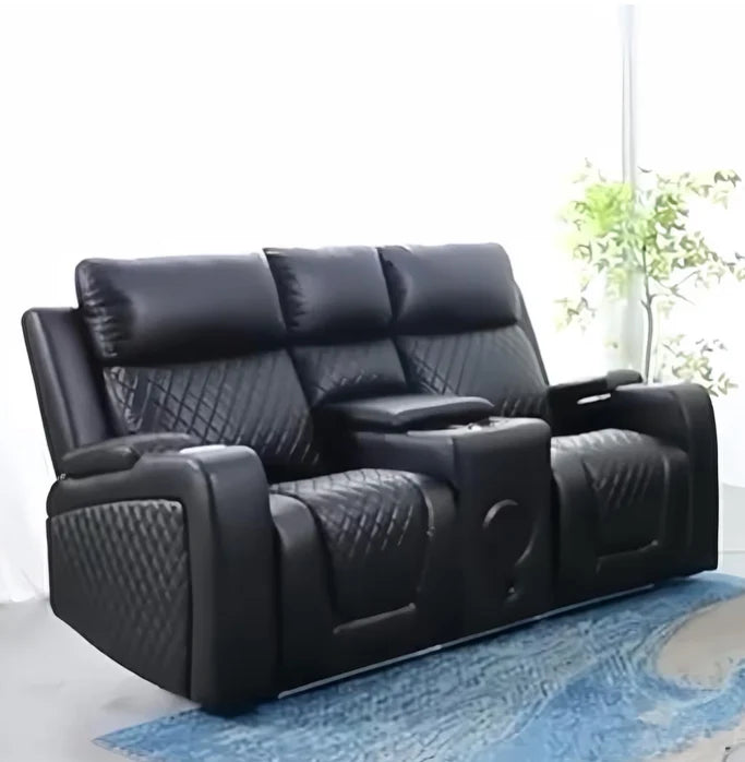 Rio 3 Seater Recliner Sofa Electric- 2 Seater Recliner Sofa Electric Black