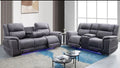 Hannah 3 Seater Recliner Sofa + 2 Seater Recliner Sofa Grey Micro Fibre Fabric USB Port -LED Lights - Electric Recliner
