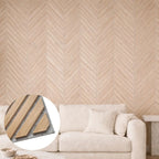 Chevron Natural Wood on Grey felt Acoustic Premier 3 Sided wooden wall Panel 2400mm x 600