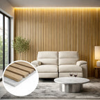 Oak on Grey felt Acoustic Premier 3 Sided wooden wall Panel 2400mm x 640mm x 21mm