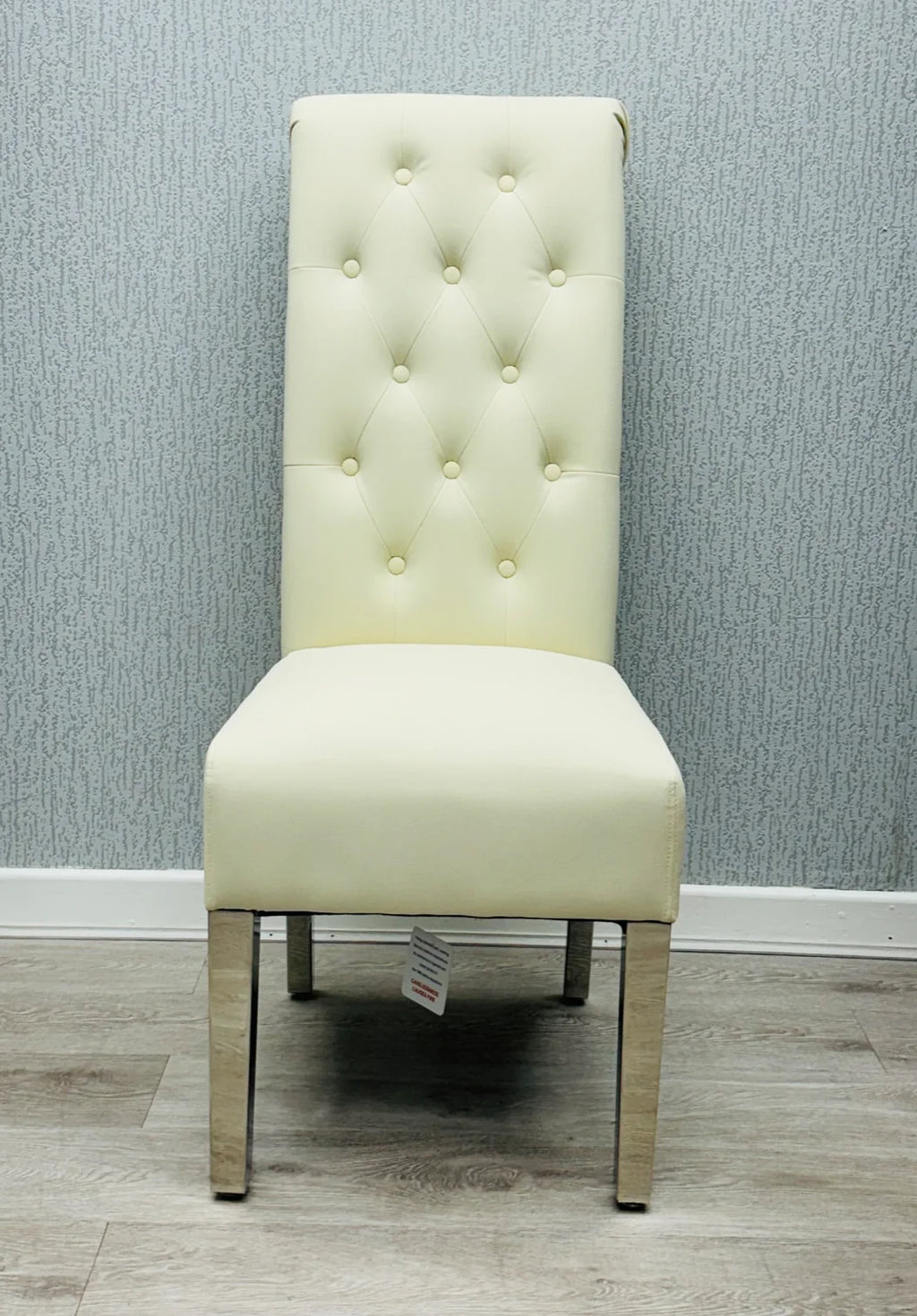 Pair Of 2 Sofia Cream Pu Leather Dining Chair Lion Knocker