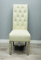 Pair Of 2 Sofia Cream Pu Leather Dining Chair Lion Knocker