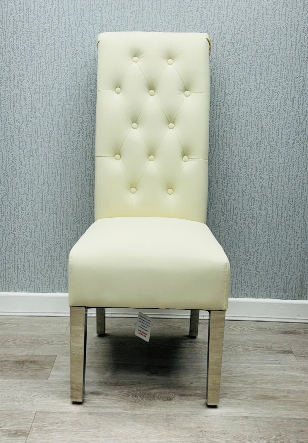 Pair Of 2 Sofia Cream Pu Leather Dining Chair Lion Knocker