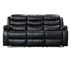 Recliner Sofa Set 3 And 2 Seater Black Aire Leather with Drink Holder