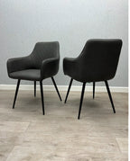 2 x Stanford Grey Dining Chair PU Leather