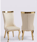 Roxby Cream and Gold Dining Chairs Leather | Order 2-4-6-8-10