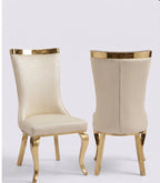 Roxby Cream and Gold Dining Chairs Leather | Order 2-4-6-8-10