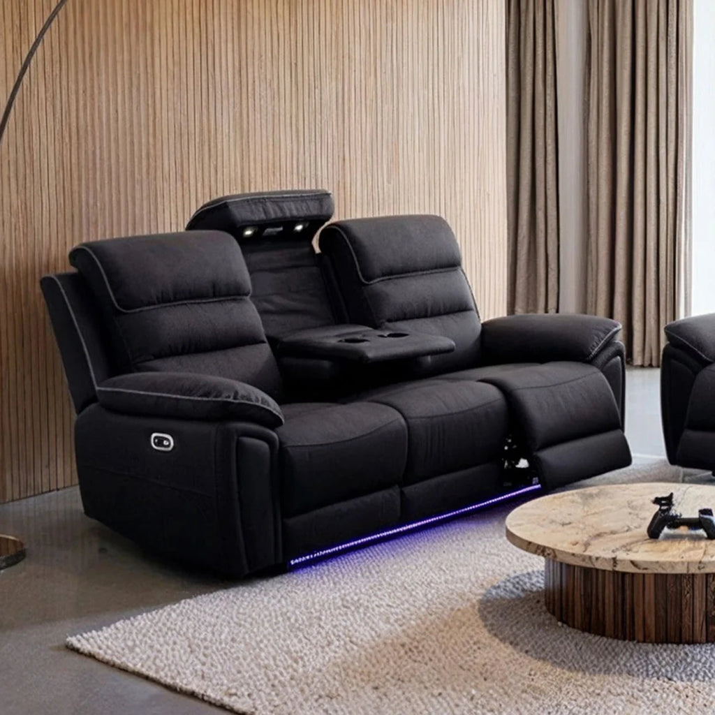 Milano Fabric Platinum 3+2  Electric Recliner Set -Mood Lights/USB Charging