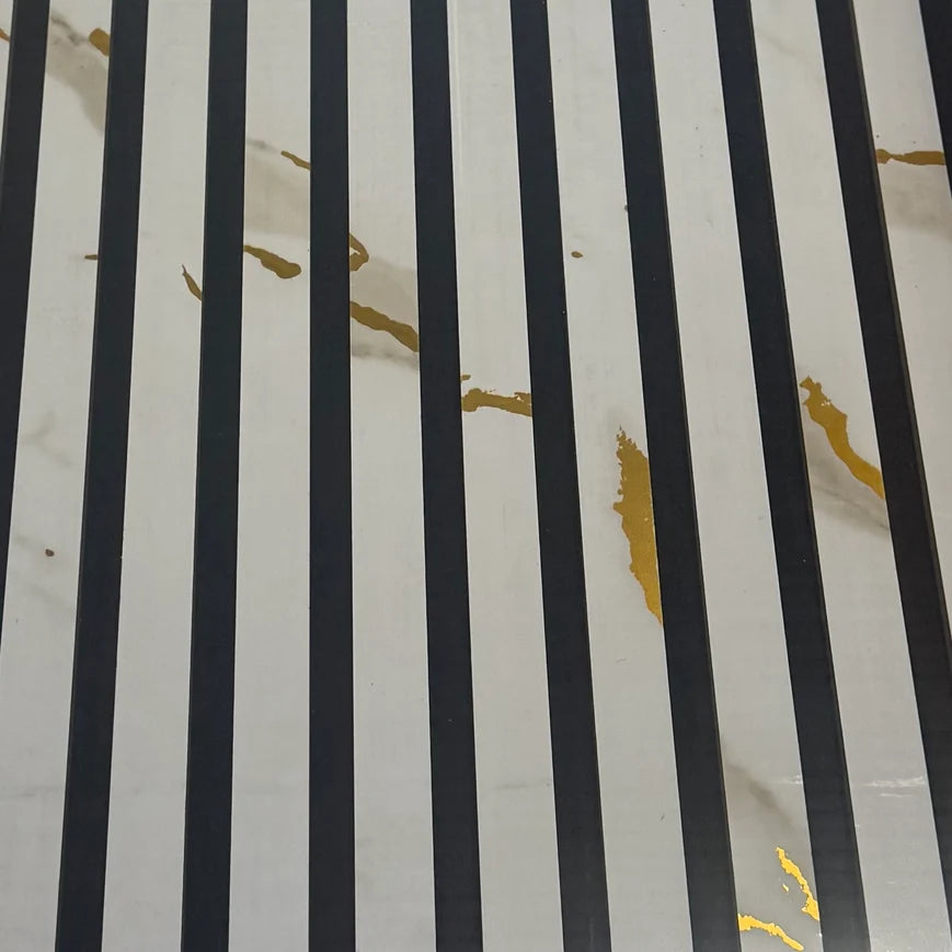 Acoustic White & Gold marble Premium wooden wall Panel 2400mm x 600mm