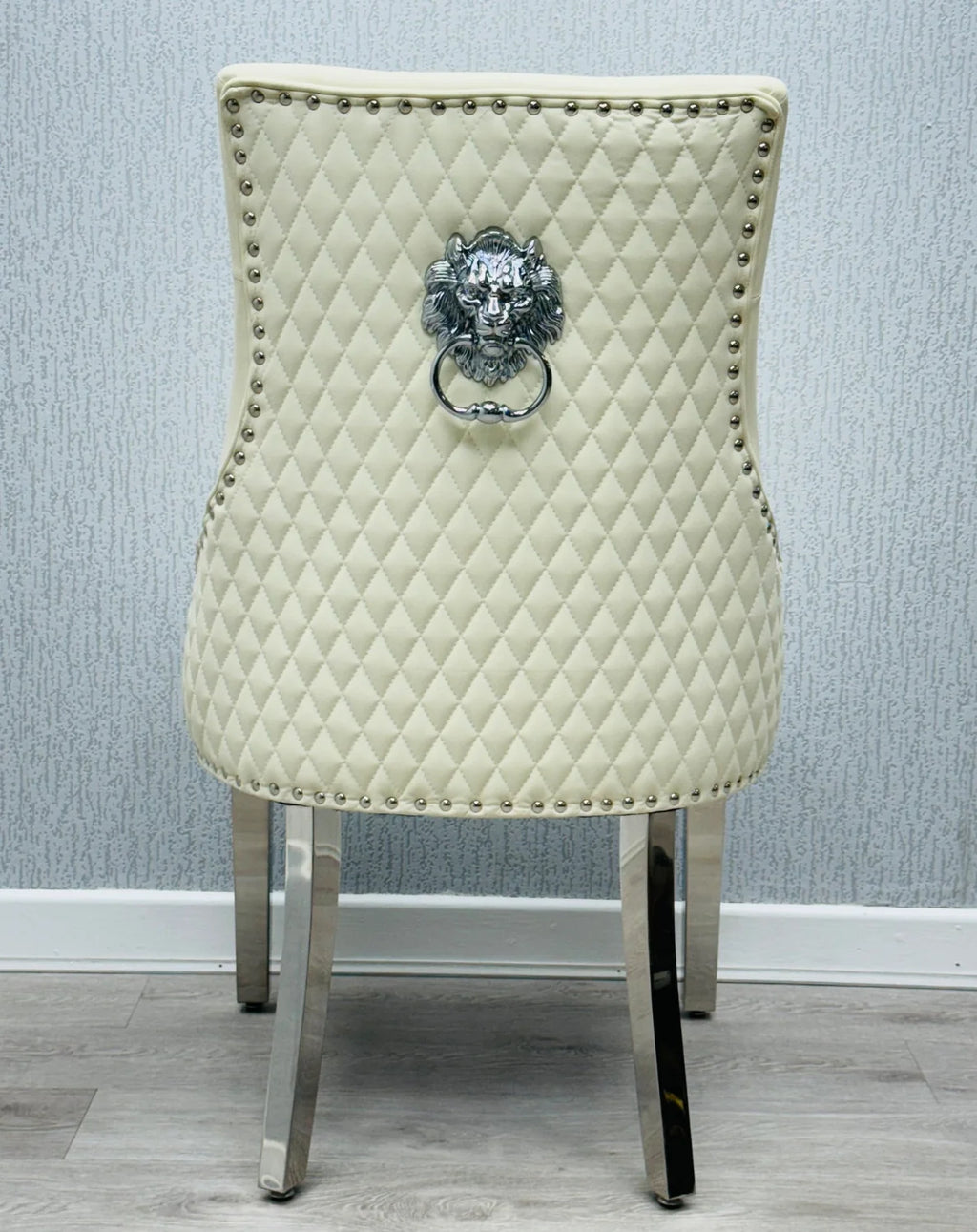 Pair of 2 | Majestic Cream PU Leather Chair Lion Knocker