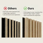 White Oak 3 sided Extra wide Acoustic Premium slatted wooden wall Panels 2400mm x 640mm