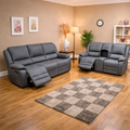 Roman 3+2 Grey leather Recliner set
