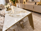 Mayfair Gold Marble 1.8m Table with Mink/Gold Roma Chairs
