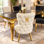 Louis Black And Gold Table With Black Victoria Gold Lion Knocker Chairs