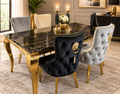 Louis Black And Gold Table With Black Victoria Gold Lion Knocker Chairs