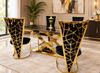 1.6M & 1.8M Rose Gold Dining Table With Rose Black And Gold Dining Chairs | Luxury Dining Sets