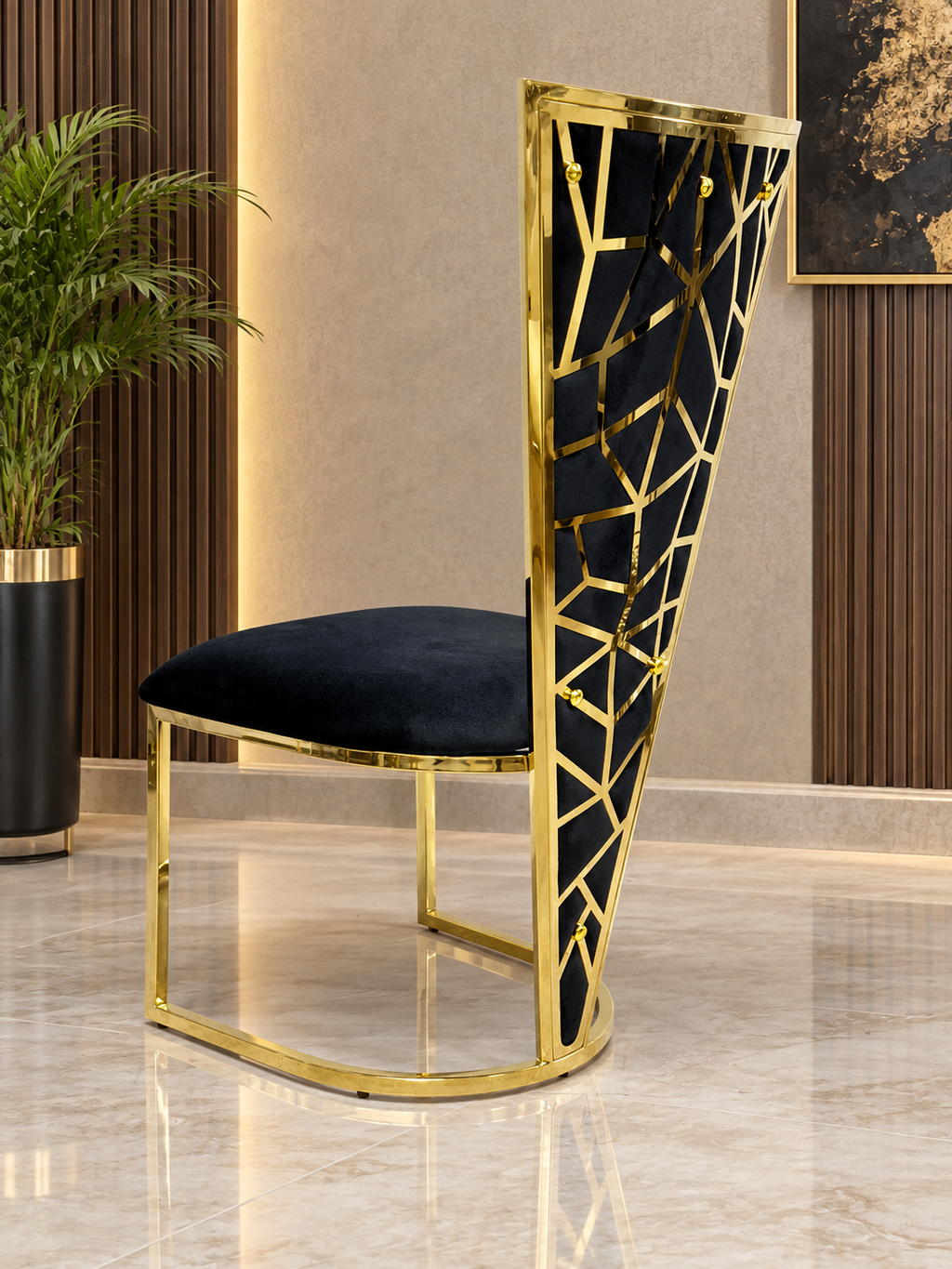 1.6M & 1.8M Rose Gold Dining Table With Rose Black And Gold Dining Chairs | Luxury Dining Sets