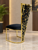 1.6M & 1.8M Rose Gold Dining Table With Rose Black And Gold Dining Chairs | Luxury Dining Sets