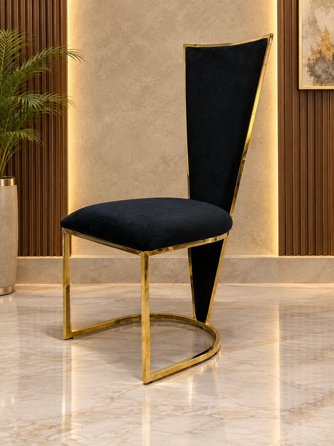 1.6M & 1.8M Rose Gold Dining Table With Rose Black And Gold Dining Chairs | Luxury Dining Sets