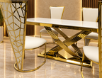 1.6M & 1.8M Rose Gold Dining Table With Rose Black And Gold Dining Chairs | Luxury Dining Sets