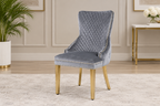 110cm Round Cream & Gold Dining Table + Victoria Cream Gold Lion Knocker Velvet Dining Chairs