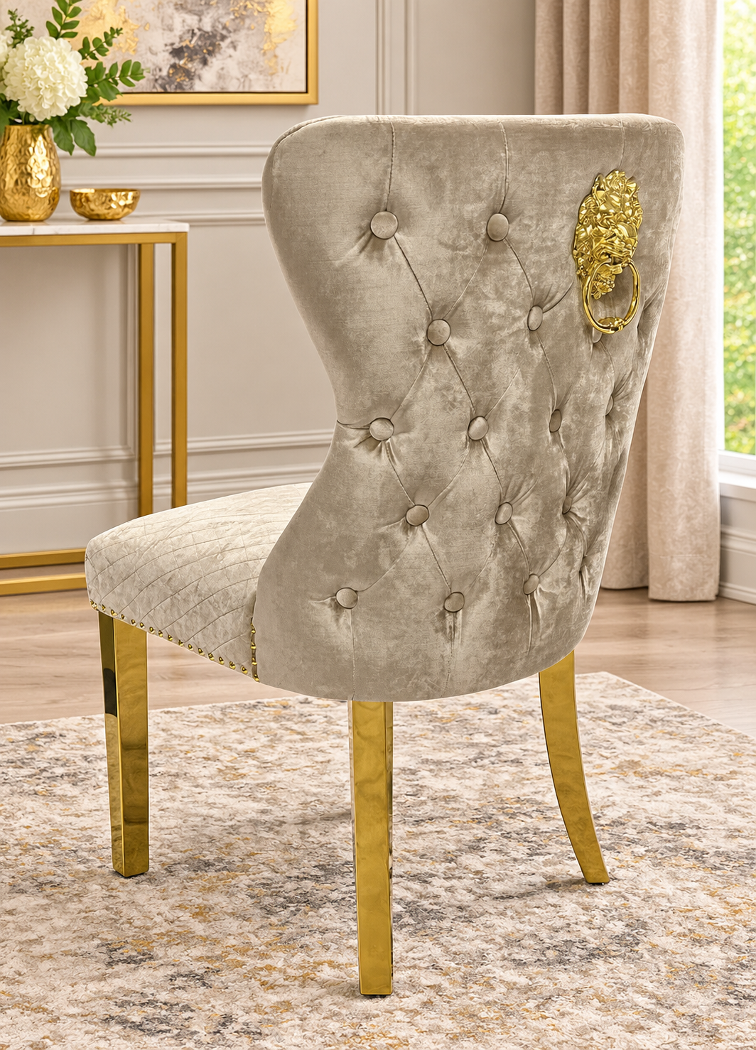 London 1.5m Mink Marble Dining Set with 4x Mink Roma Chairs