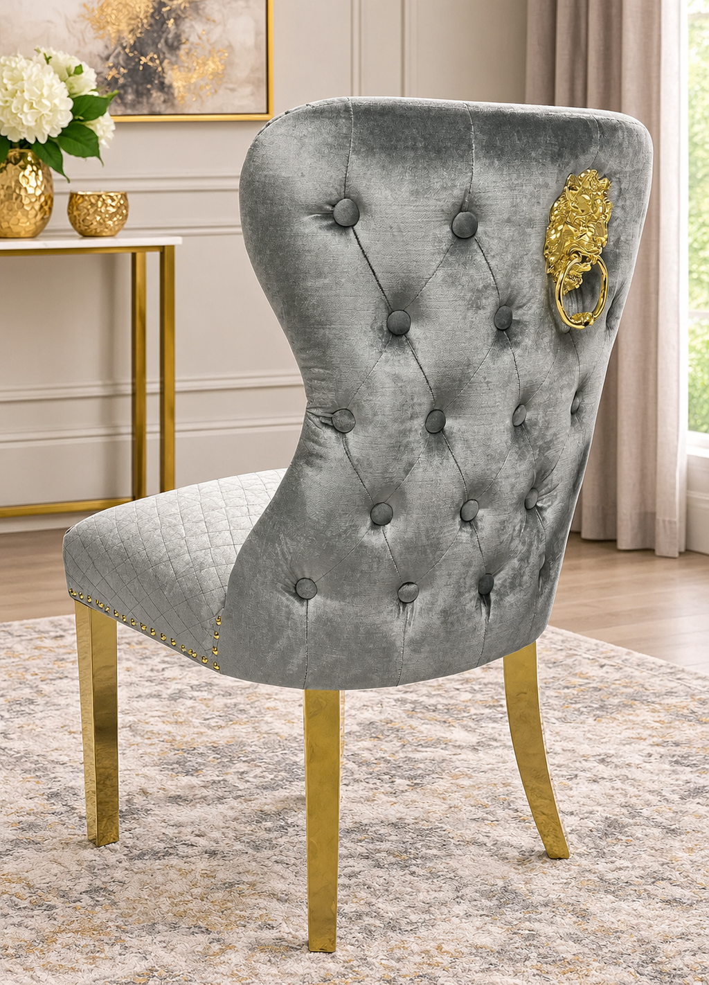 London 1.5m Mink Marble Dining Set with 4x Mink Roma Chairs