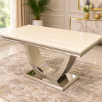 London 1.5m Mink Marble Dining Set with 4x Mink Roma Chairs