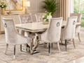 Arianna Marble Dining Table Cream With Roma Mink Dining Chairs
