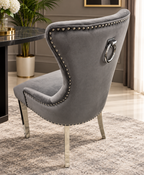 Arianna Marble Dining Table Cream With Roma Mink Dining Chairs