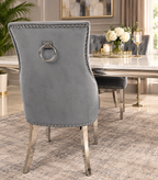 Arianna Marble Dining Table Cream With Roma Mink Dining Chairs