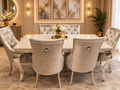 Louis Cream Dining Table Set With 4 Jessica Champagne/Mink Knockerback Chairs