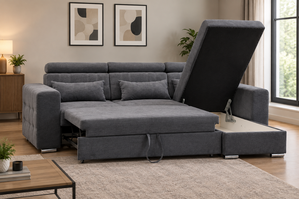 Miami Corner Sofa Bed With Storage - Reversible